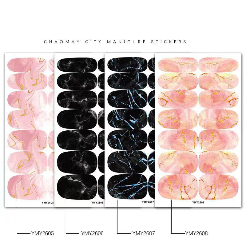 4 New Nail Accessories Marble Smudged Star Paper Mesh Red Nail with Laser Nail Stickers