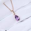 Amethyst Teardrop Diamond Necklace, Pear Amethyst Pendant, February Birthstone,