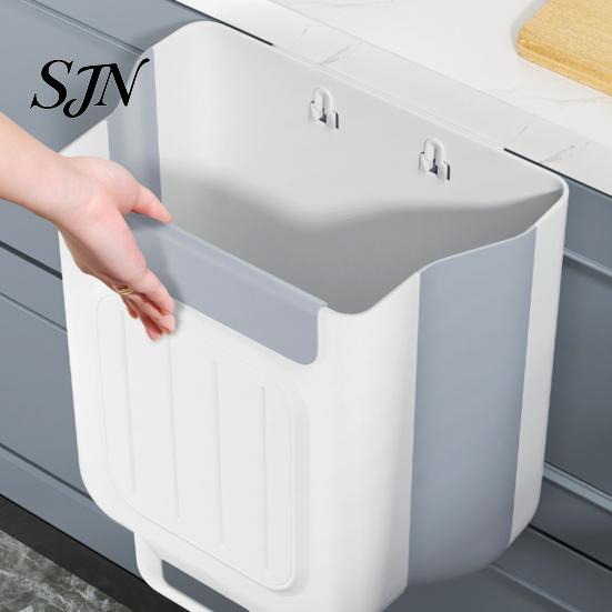 Hanging Kitchen Waste Bin Cabinet Mounted Trash Bin, Compact Garbage Can, Foldable Under Sink Basket Space Saving Container for Bathroom Office