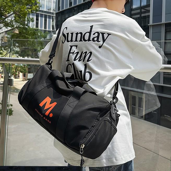 New Large Capacity Gym and Travel Bag - Lightweight, Dry & Wet Separation, Single Shoulder/Crossbody with Printed Logo