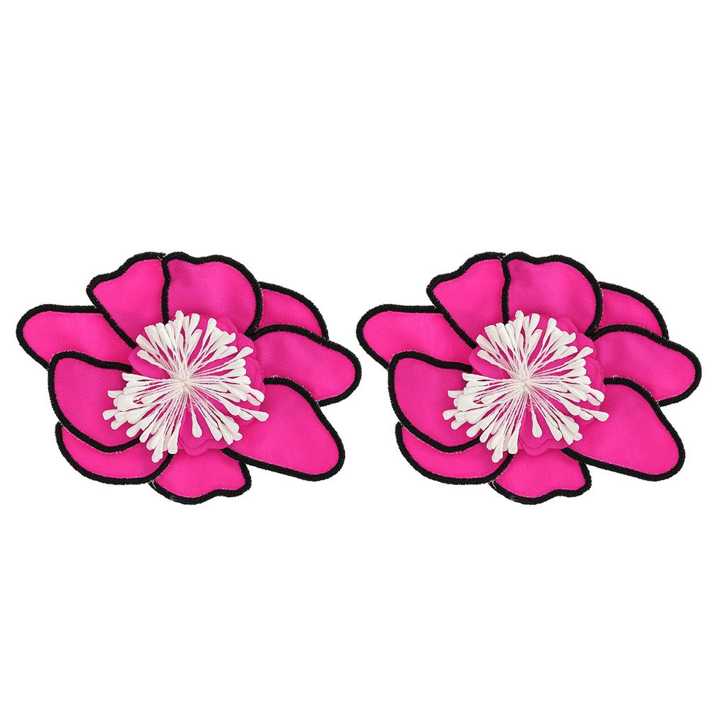 Многоцветные серьги-цветы ручной работы из ткани с имитацией модных многослойных темпераментных летних украшений в стиле «отпуск» с преувеличенными большими цветочными ушками