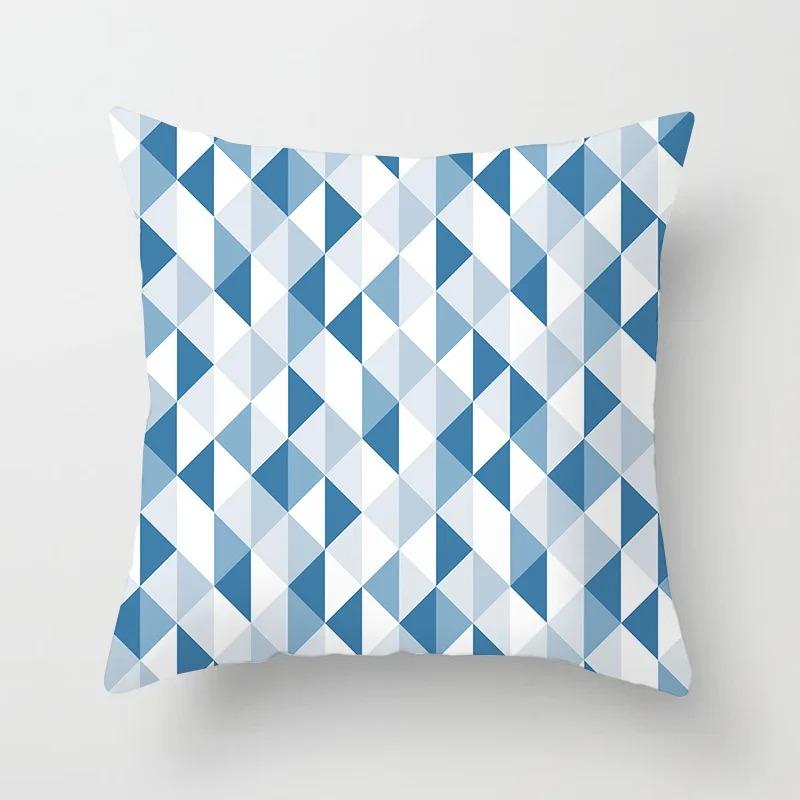 Office Living Room Home Pillowcase Geometric Black and Blue Pattern Printed Pillowcase Car Ornaments