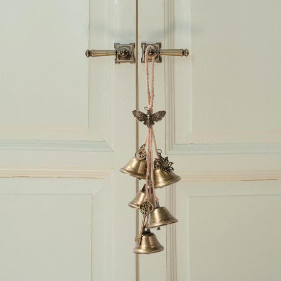 Хэллоуин Дверная ручка Колокольчик Ведьмы Защита Дома Винтажный Ручной Работы В помещении На улице Подвесной Металлический Колокольчик Колдовство Подвеска на дверь Викка Колокольчик ветра Украшение