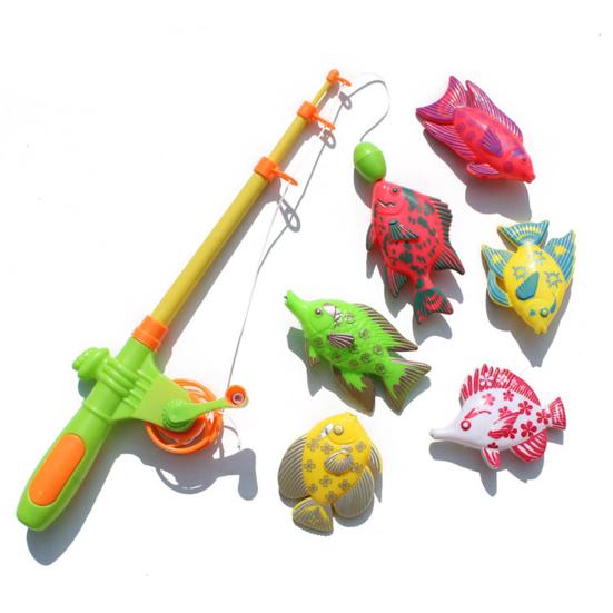 7 Pcs Fishing Game Toy Magnetic Simulation Plastic Colorful Fish Models for Children