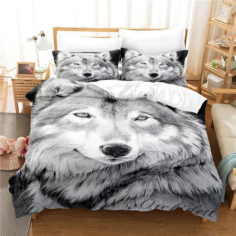 Snowy Wolf Beautiful White Fox 3D Print Bedding Set Cozy Duvet Cover King Queen Twin Size Birthday Gift Boy Adult Bedroom Decor