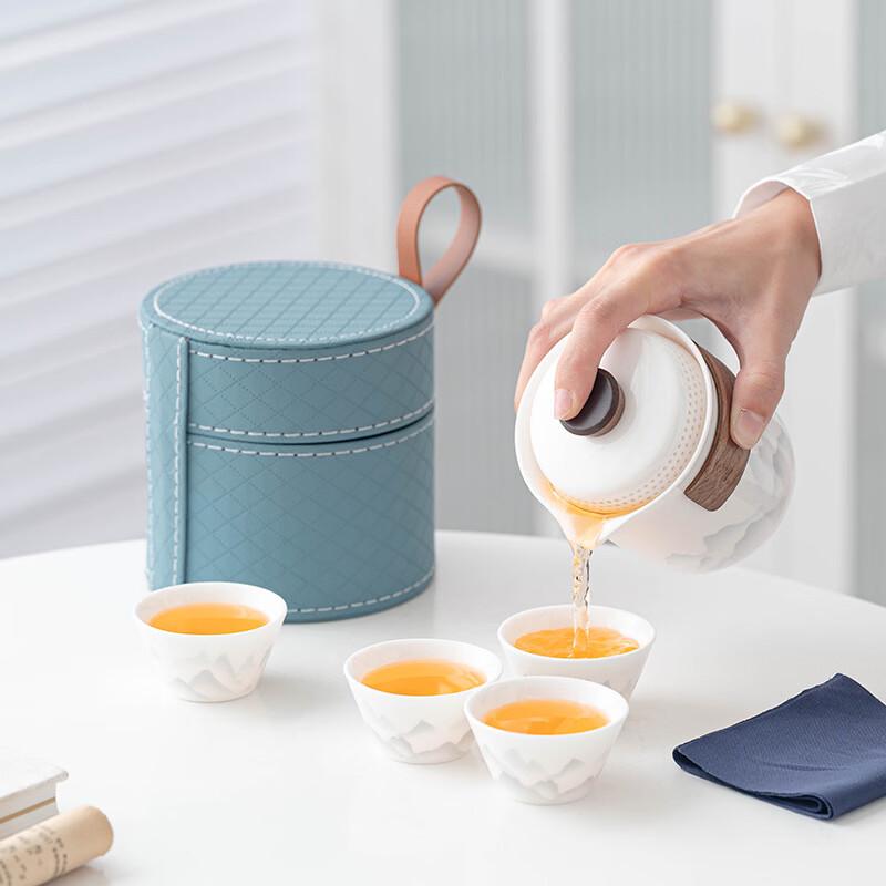 Yuzhuxun Lingxue Mutton Fat Jade Porcelain Travel Tea Set