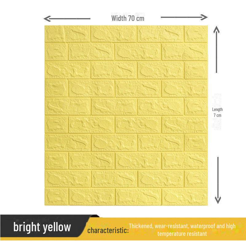 3D Waterproof Foam Brick Wall Sticker: Moisture-Proof, Self-Adhesive, Warm, and Decorative for Bedroom Walls.