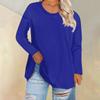Женская свободная и удобная однотонная футболка с длинным рукавом с большим верхом и круглым вырезом, повседневная