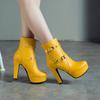 Модные женские ботильоны на платформе, сексуальные ботильоны с заклепками для женщин, красные, желтые, белые, черные, короткие, туфли для вечеринок, женская обувь больших размеров