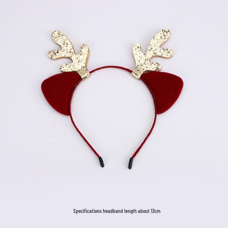 Golden Sequin Reindeer Antler Headband - Cute Christmas Hair Accessory for Girls