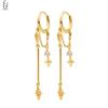 925 Silver Needle Luxury Long Chain Tassel Crystal Stud Earrings For Women Exquisite Pendant Gold Earrings Fine Jewelry