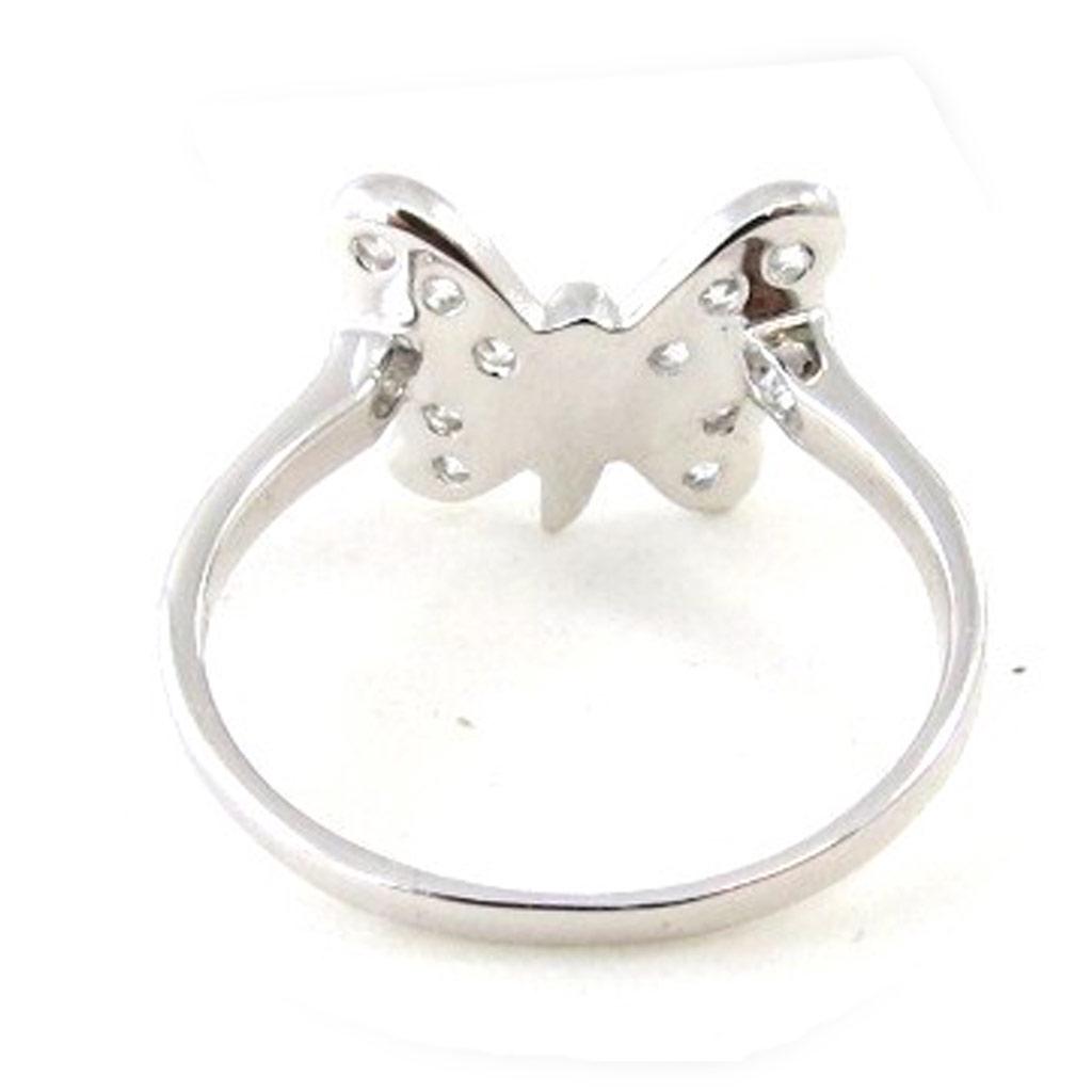 Silver Ring 'Butterfly' Silvery White (rhodium) - 12x10 Mm