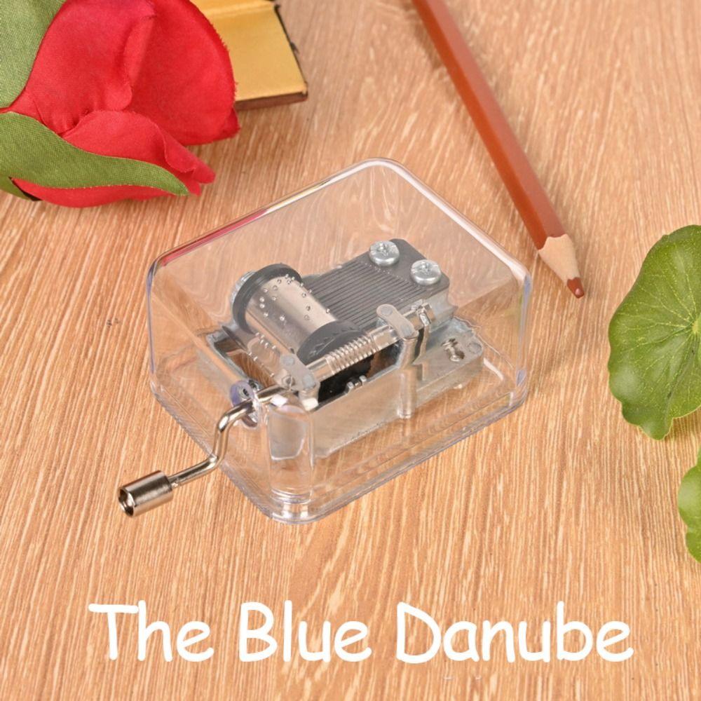 Transparent Mini Hand Cranking Music Box Acrylic Craft Acrylic Creative Crafts Ornaments  Children