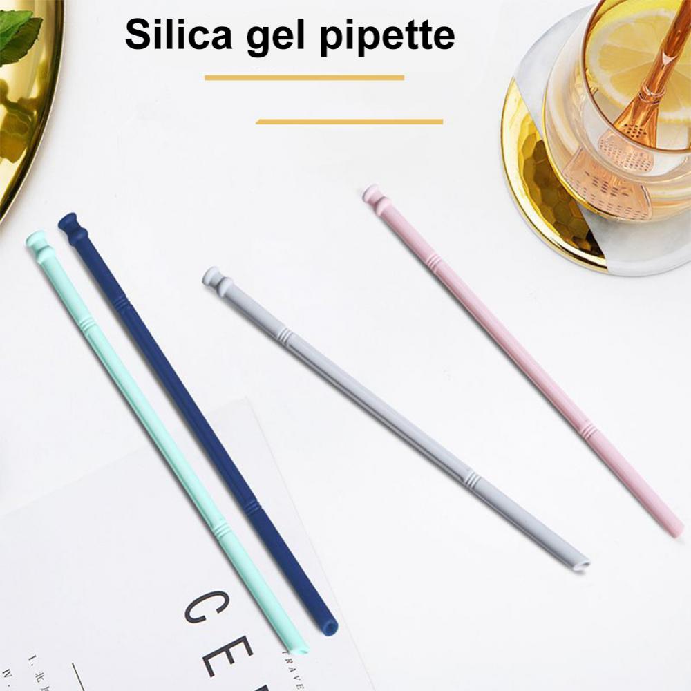 Curved Straight Straw Drinkware Food Grade Colorful Silicone Party Bar Accessories Mug Straws Long Flexible Reusable