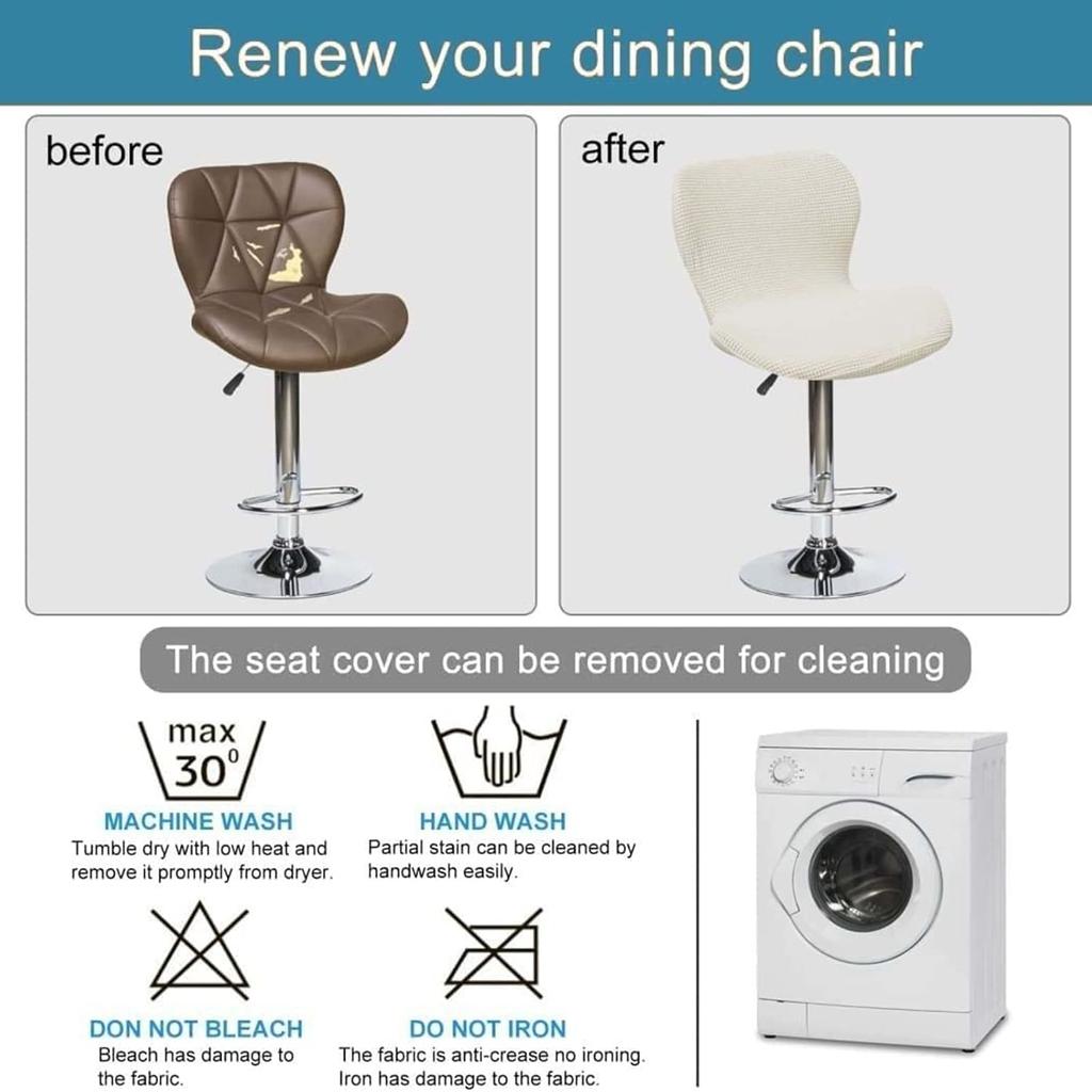 Чехол для барного стула Набор из 2/4/6 штук, Съемный Моющийся, Чехол на барный стул с ракушечной спинкой, регулируемый, поворотный, Защитные чехлы для барных стульев для столовой, кухни