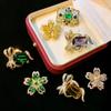 New Exquisite Green Small Bow Brooch Female Flowers Emerald Geometric Square Corsage Hat Dress Lapel Pins Clothing Accessories