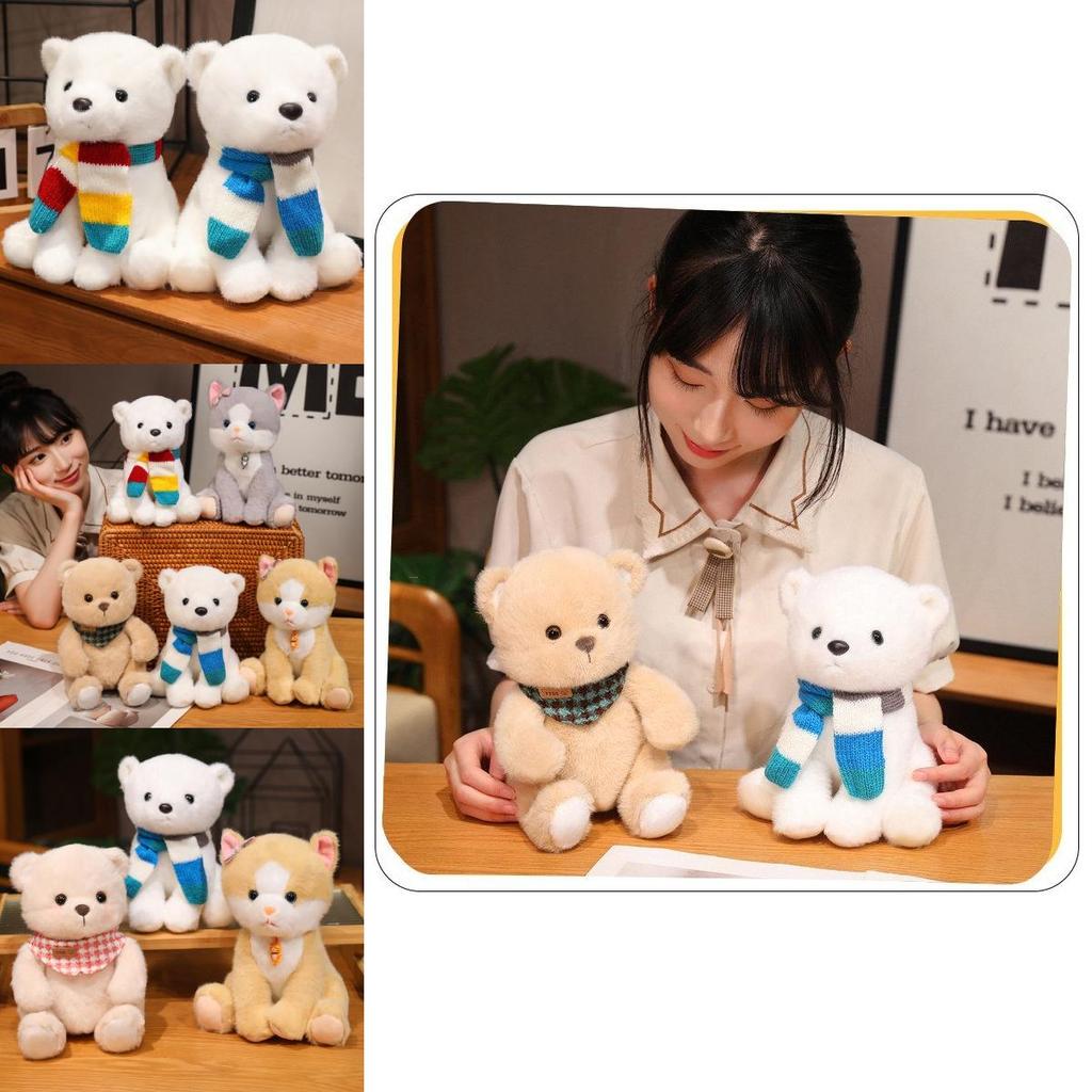 Adorable Plush Arctic Bear With Colorful Scarf Perfect For Kids Soft Toy Companion