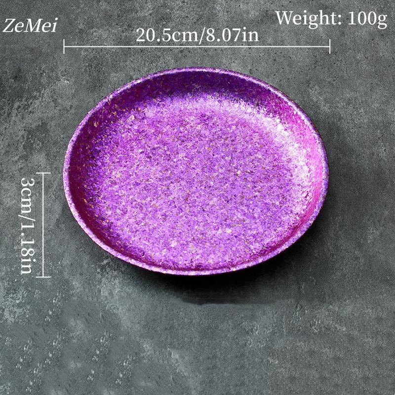 8 inch Pure Titanium Circular Dinner Plate,Drop-Proof Heat-Resistant Home Dinner Dishes Dessert Tray Food Tableware,Kitchenware
