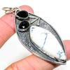 Dendrite Opal, Black Spinel 925 Sterling Silver Gift Pendant 3.03" R6N68