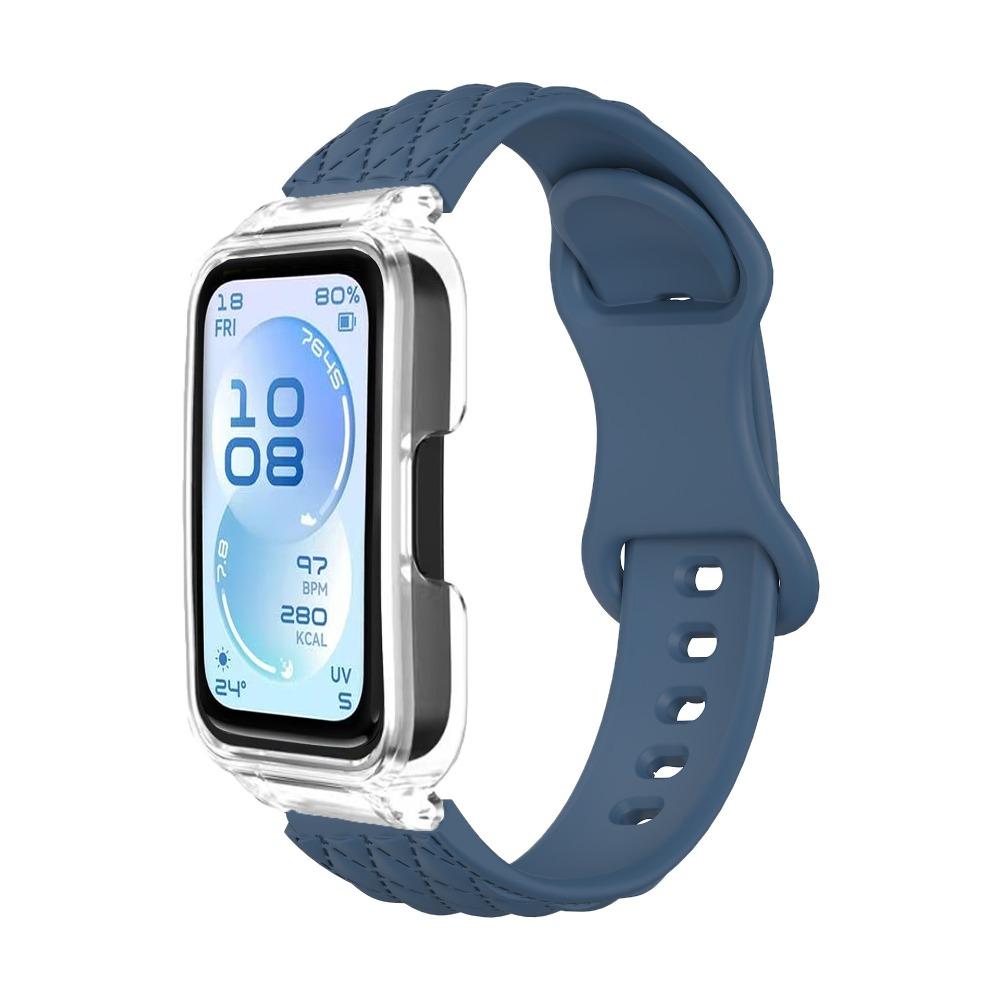 Микроволновый узор Однотонный ремешок + ПК-чехол для Huawei Band 11/11pro Мягкий силиконовый спортивный ремешок для часов для Huawei Band 11/11pro