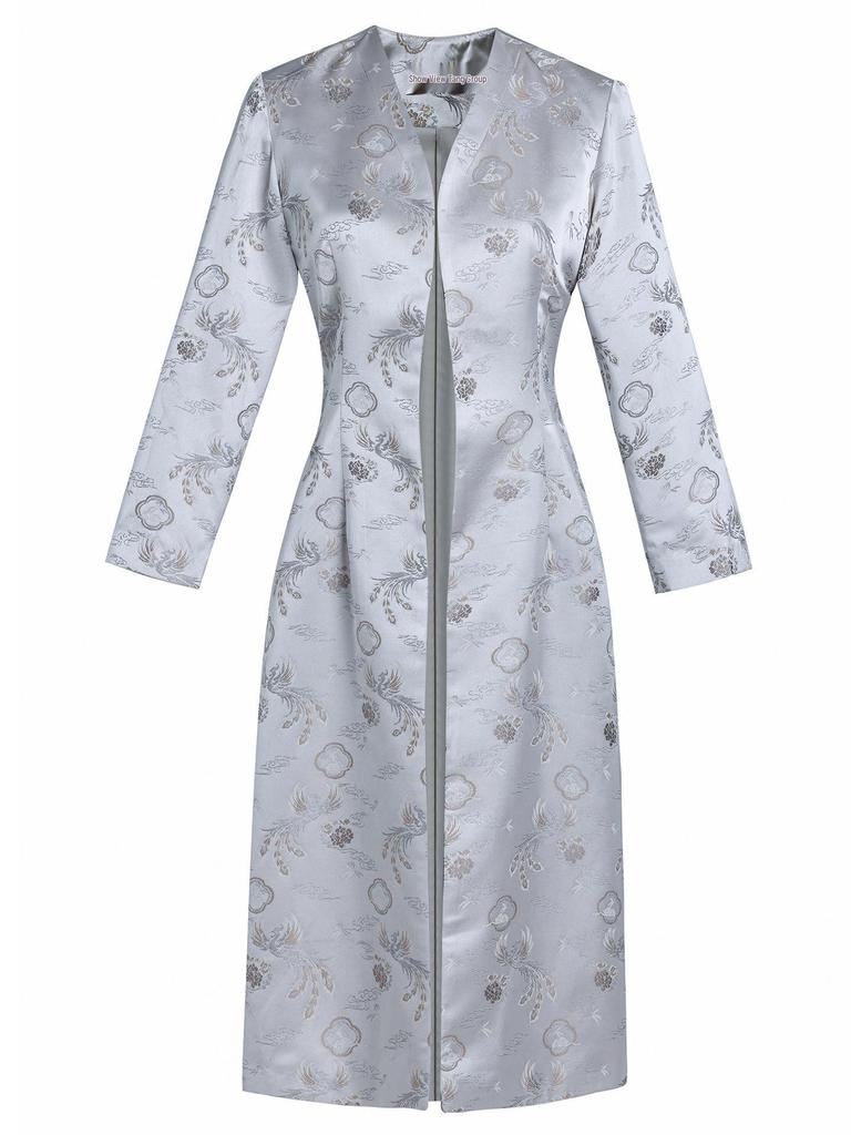 Showguan 2025 Autumn/Winter Women's Trench Coat: Modern Chinese Tang Suit Qipao Style