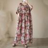 Short Sleeve Plus Size Cotton Vintage Floral New In Dresses for Women Casual Loose Long Summer Dress