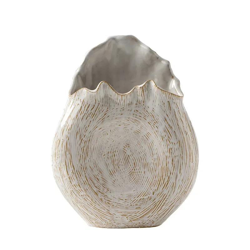 Керамическая ваза в стиле бохо, ретро-украшение для дома в стиле кантри, нерегулярные круглые сухоцветы, трава Puwei, украшение для гостиной