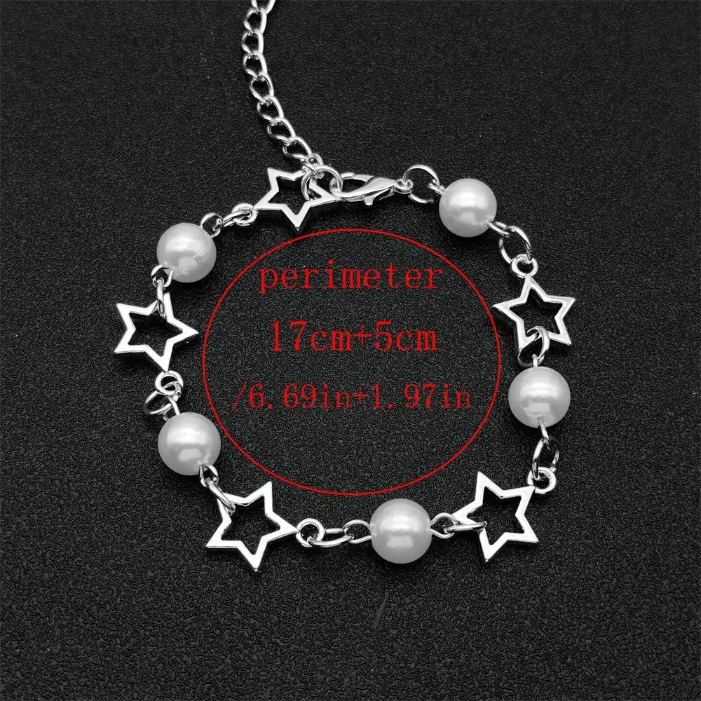 Браслет с искусственной полой пятиконечной звездой, браслет в стиле панк с имитацией жемчуга, новый браслет в стиле поп-панк