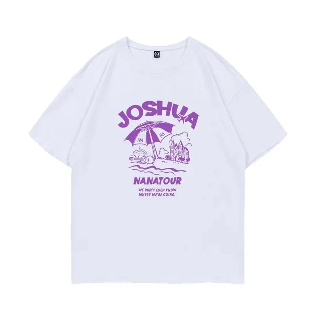 Summer Simple White Letter Print Short Sleeve Kpop Nanatour Femme T-Shirt S.Coups Jeonghan The8 Y2k Funny Tops Female Tees