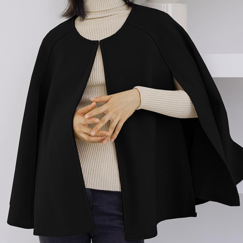 Весна Осень Новый Стиль Японский Стиль Куртка Круглый Вырез Свободный Крой Мантия Однотонный Топ Плюс Размер Стильное Женское Пальто