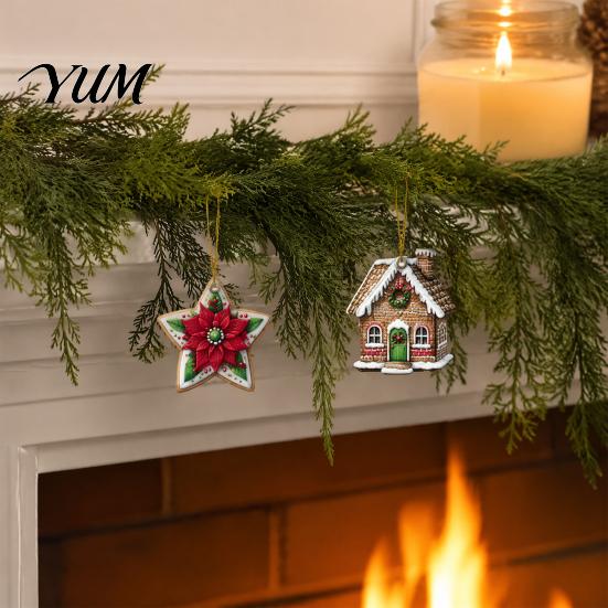 Rustic Farmhouse Christmas Decor 15/30 Pcs Wooden Ornaments Set, Cute Santa Reindeer Snowman Tree Holiday Hanging Decorations Decorations, Handpainted