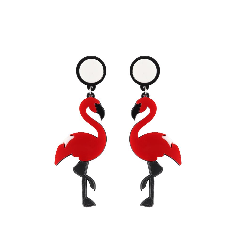 Fashion Flamingo Parrots Acrylic Dangle Earrings For Women Girls Geometric Big Animals Birds Drop Earrings Brincos Party Jewelry