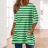 3/4 Sleeve Pocket Tops For Women T-Shirt Casual Print Mid-length Tops T Shirt Round Neck Pullover  Blouse