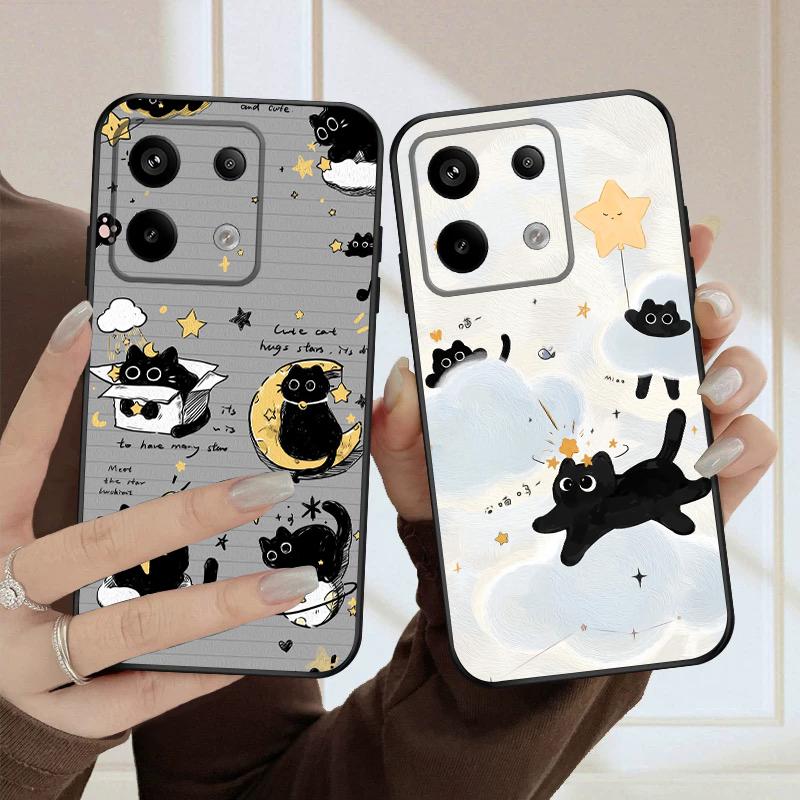 Мультяшный Лунный Кот Для Redmi Note 9 9S 10 11 12 12S 13 Pro Plus 5G India 14 Pro 4G Global 14S 13C 14C силиконовый мягкий чехол для телефона