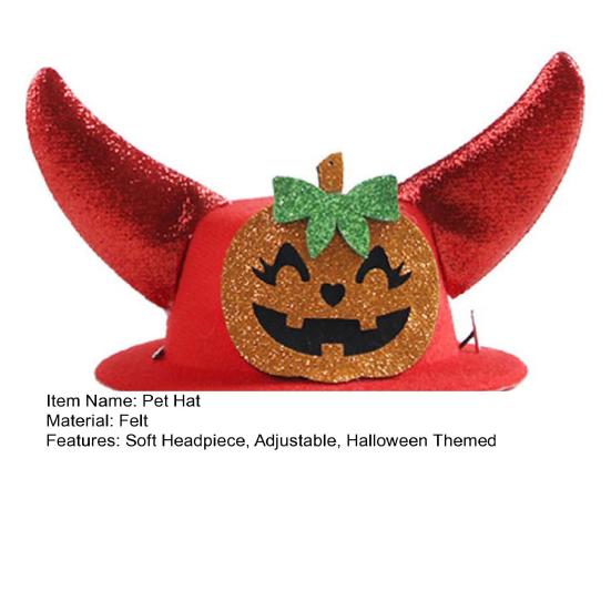 Хэллоуин Шляпа для питомца Кошачья формальная шляпа с рогами Шляпа тыква-паук Регулируемый головной убор для маленьких собак и кошек Праздничный костюмный аксессуар