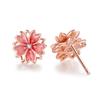 Earrings for Cherry Blossom Pink Popular Double 360 Degree Rotation High Quality Zirconia 925 Metal Allergy Accessories Birthday White Day Gift