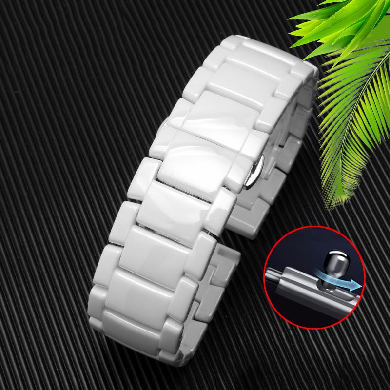 Для Armani AR1507/AR1509/AR1499/AR1895 Аксессуары с яркой поверхностью Черно-белый керамический ремешок для часов Матовый ремешок с функцией быстрого снятия 22 мм
