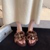 Thick-bottomed Mao Mao Slippers for Women To Wear 2025 New Korean Version Fashion One-word Belt Buckle Sexy Leopard Print Mao Slippers
