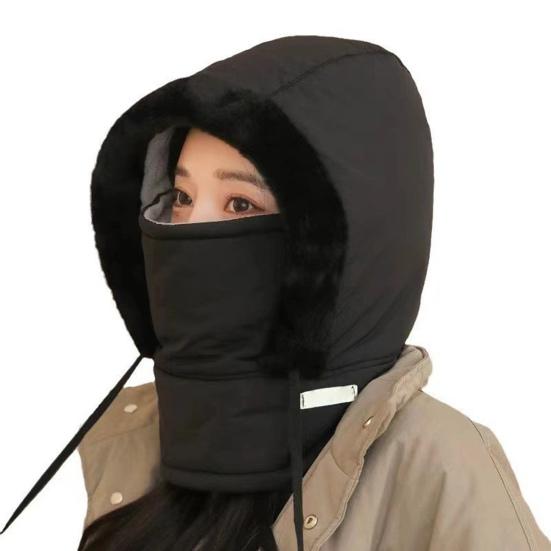 Зимняя велосипедная шапка со встроенным защитным экраном для лица и утеплителем для шеи, ветрозащитный толстый плюшевый шарф с полной защитой для улицы, головной убор для холодной погоды