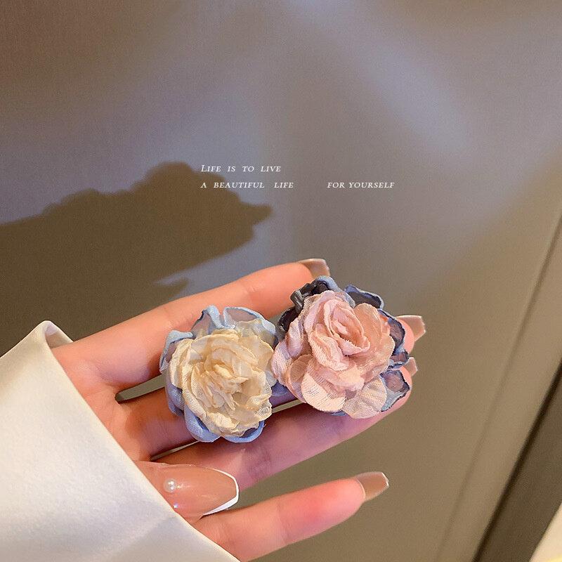 Большие тканевые серьги с цветком, модные простые креативные женские изысканные винтажные круглые богемные темпераментные серьги ручной работы, ювелирные изделия, подарки