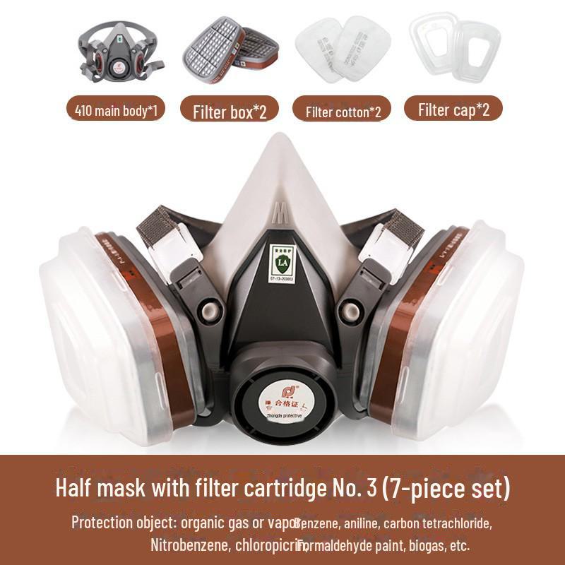 Промышленный противогаз Puda 410 - Защита от органических паров, химикатов, распыляемой краски и пыли (Модель 6200)