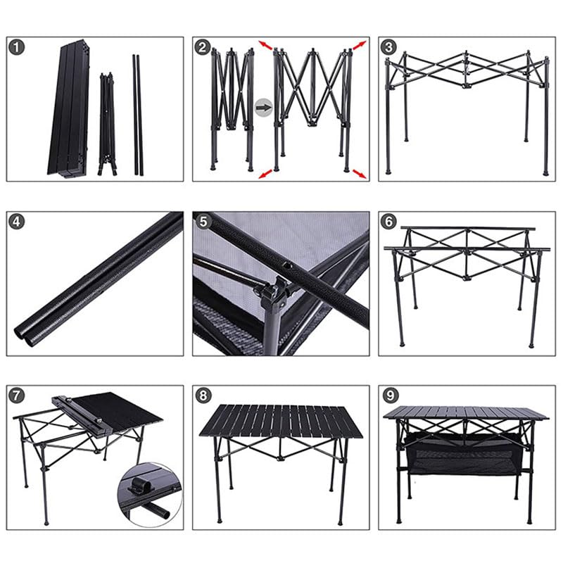 Outdoor Picnic Outdoor Roll Camping Load Capacity Easy To Storage Bag Fishing Table, Table, Foldable, Extendable, Table, Table, Lightweight, 50kg,