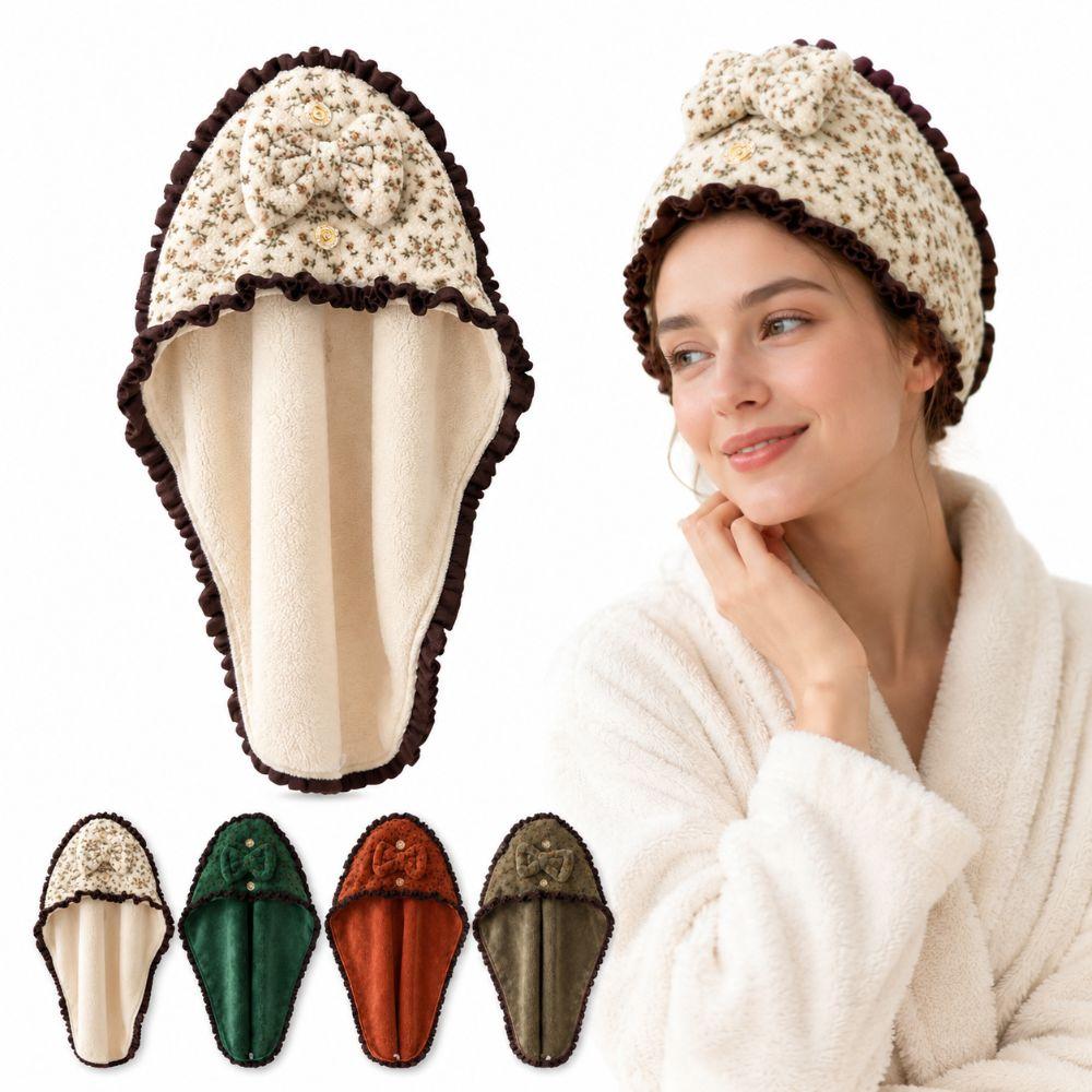 Coral Fleece Hair Towel Wrap Absorbent Shower Cap New Bow Dry Hair Cap For Bathroom,washing Hair