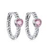 New S925 Sterling Silver Earrings Love Pink Zircon Earrings for Women Fashion Jewelry Gifts