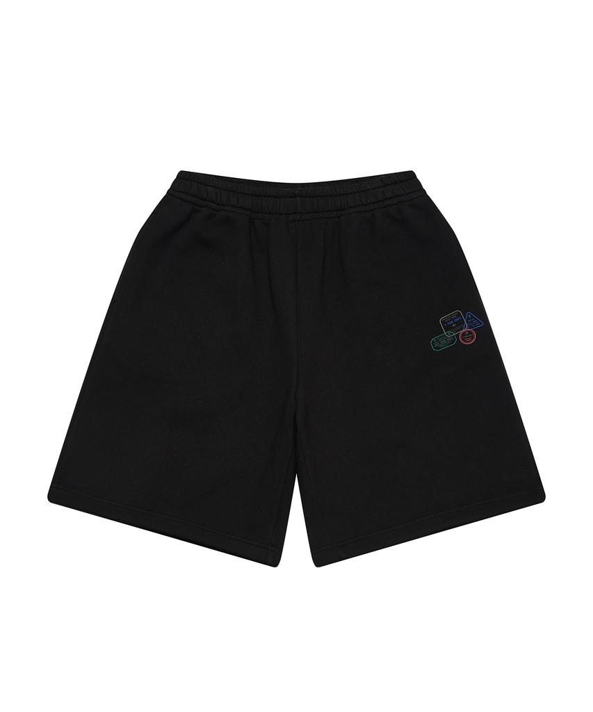 Gesison [L~4XL] Фирменные Широкие Свитшотные Полушорты Большого Размера_Черный