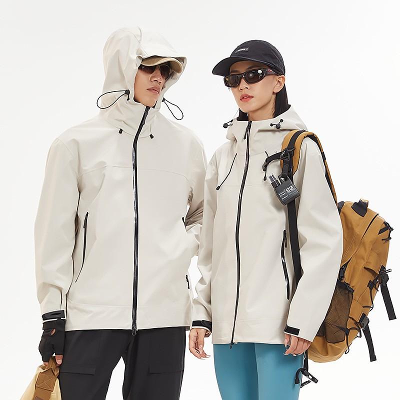 Men Women Waterproof Breathable Hiking Jacket Raincoat Outdoor Climbing Windproof Fall Season Loose Fit Hooded Shell