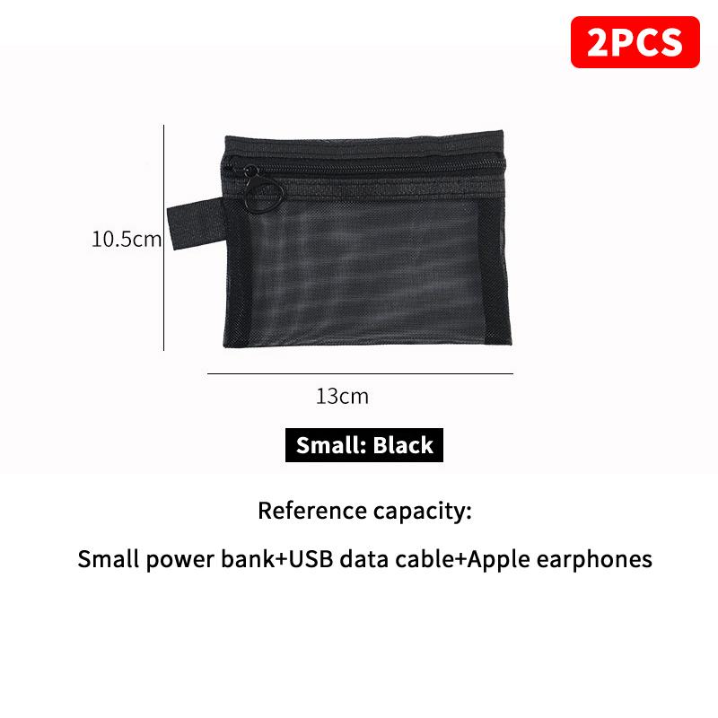 Mini Mesh Hard Disk Card Reader Bags Portable Earphone Data Cable Chargers Storage Bag U Disk Zipper Pouch Travel Organizer