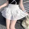 White Pleated High Waist A-Line Mini Skirt for Women - Summer Petite Slimming Design