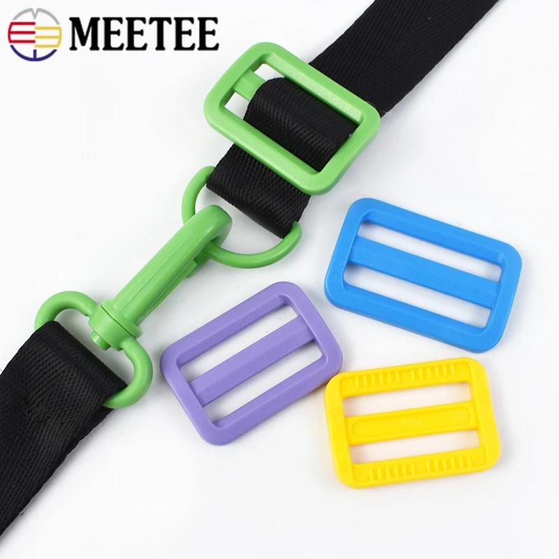 20Pcs Meetee 25/32/38mm Plastic Ring Buckles Tri-Glide Slider Adjuster Belt Buckle Dog Collar Clasp Hooks DIY Sewing Accessories