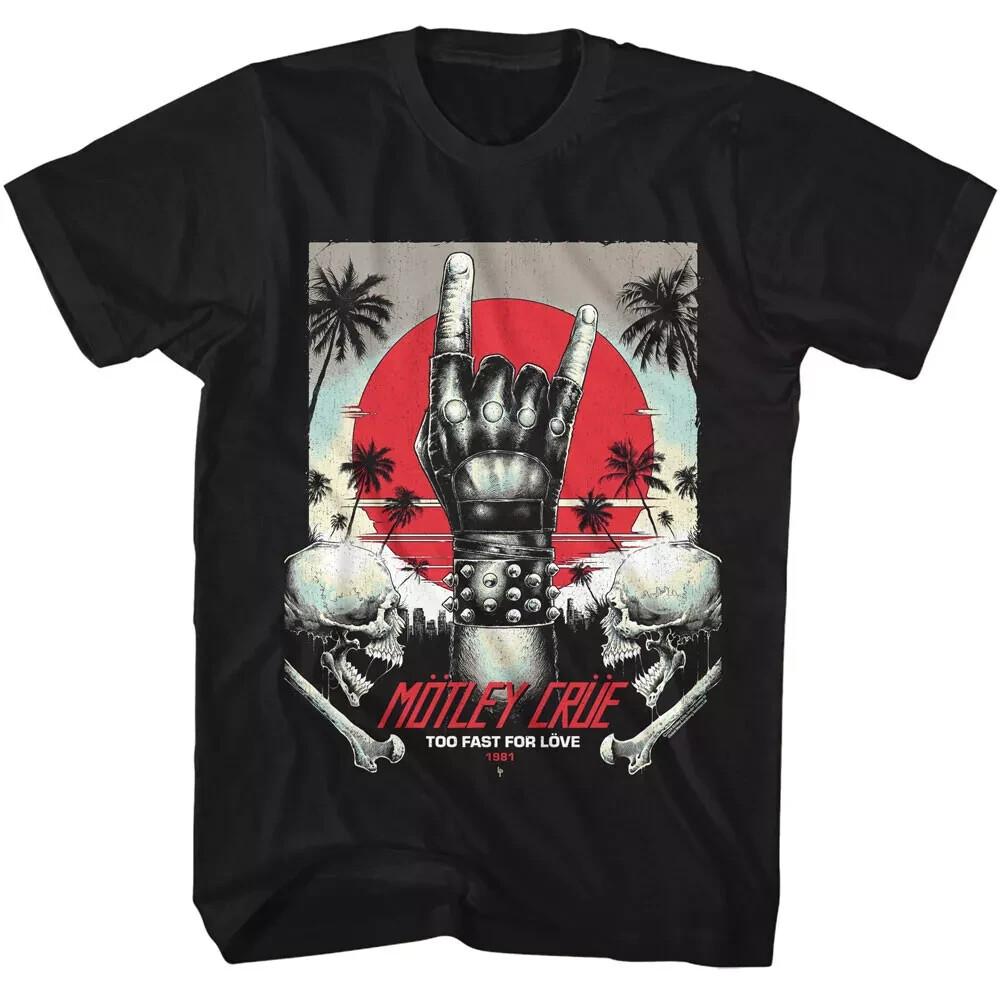 Motley Crue To Fast For Love 1981 Leather Glove T Shirt Metal Music HH03859